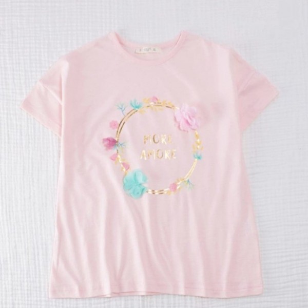 Ροζ κοντομάνικη μπλούζα 'More Amore'