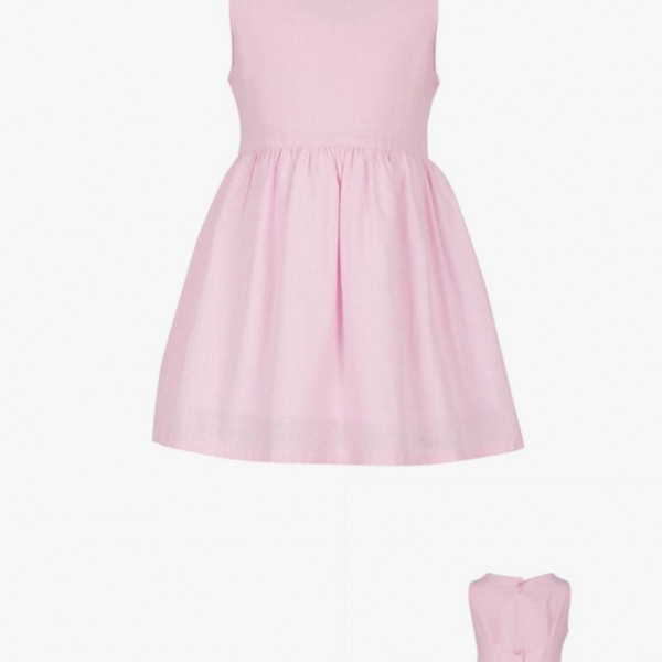 Ροζ φόρεμα με άνοιγμα στην πλάτη και κουμπάκια